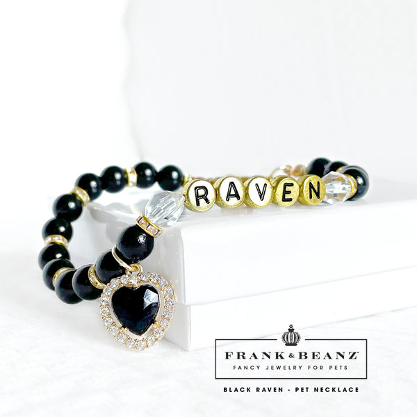 Black Raven Heart Dog Collar Heart Rhinestone Pet Necklace Luxury Pet Jewelry