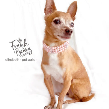 3 Layer Pearls Rhinestone Dog & Cat Collar Necklace - Elizabeth