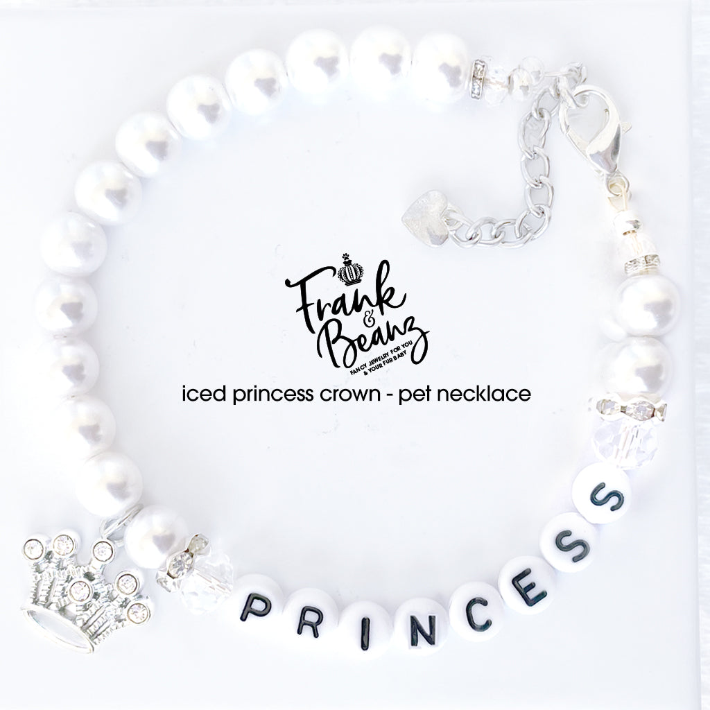 Princess Crown Personalized Pearl Dog & Cat Necklace