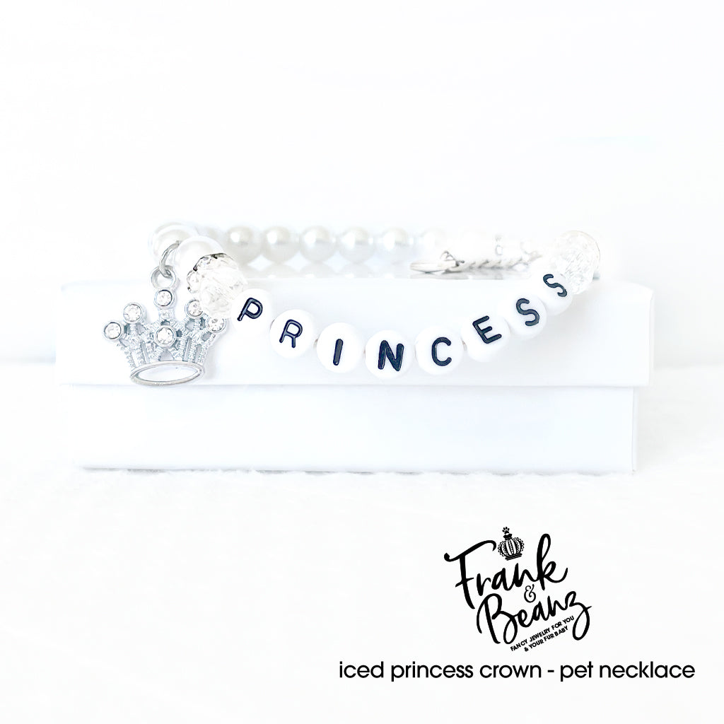 Princess Crown Personalized Pearl Dog & Cat Necklace