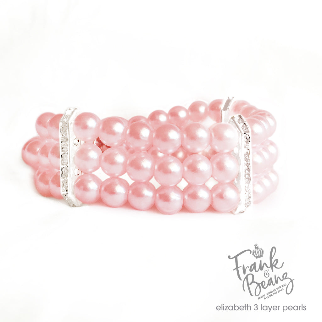 Elizabeth 3 Layer Pearls Dog Collar Necklace Cat Collar Necklace
