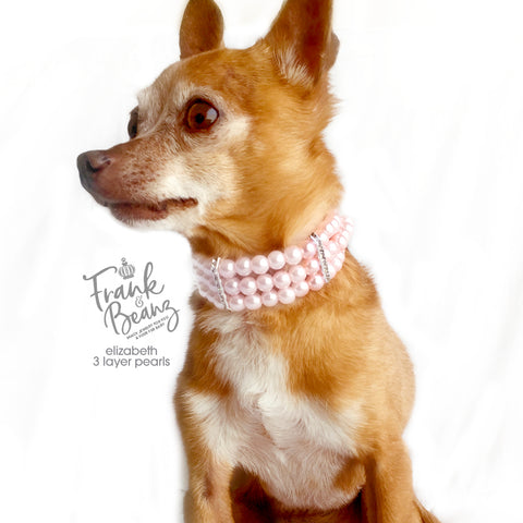 Elizabeth 3 Layer Pearls Dog Collar Necklace Cat Collar Necklace