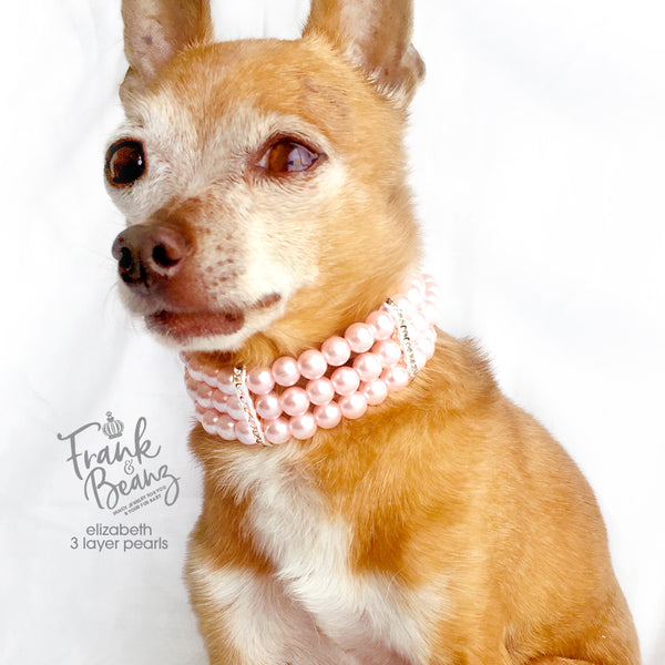 Elizabeth 3 Layer Pearls Dog Collar Necklace Cat Collar Necklace
