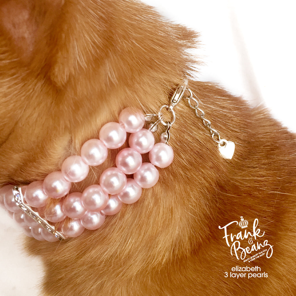 Elizabeth 3 Layer Pearls Dog Collar Necklace Cat Collar Necklace