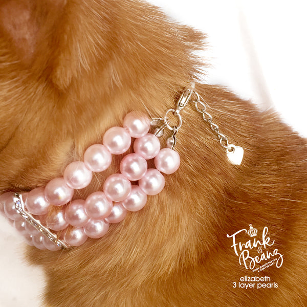 Elizabeth 3 Layer Pearls Dog Collar Necklace Cat Collar Necklace