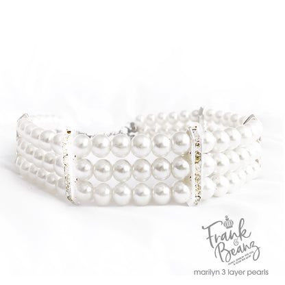 Marilyn 3 Layer Pearls Dog Collar Necklace Cat Collar Necklace