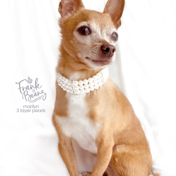 Marilyn 3 Layer Pearls Dog Collar Necklace Cat Collar Necklace