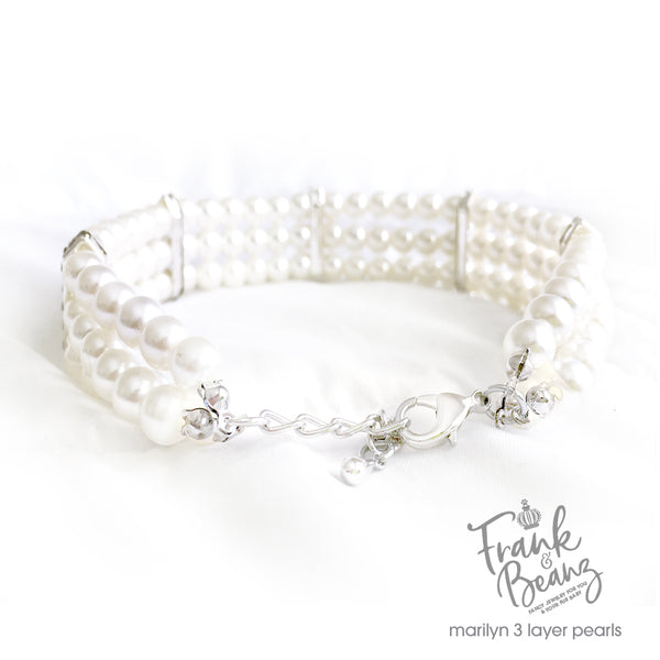 Marilyn 3 Layer Pearls Dog Collar Necklace Cat Collar Necklace