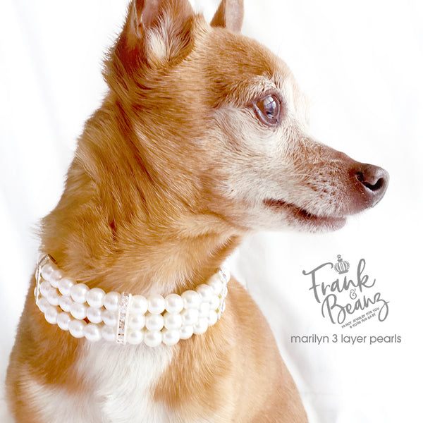 Marilyn 3 Layer Pearls Dog Collar Necklace Cat Collar Necklace