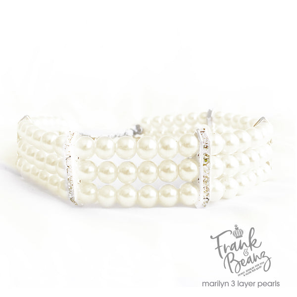 Marilyn 3 Layer Pearls Dog Collar Necklace Cat Collar Necklace