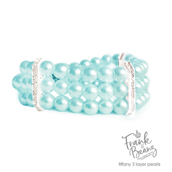 Tiffany 3 Layer Pearls Dog Collar Necklace Cat Collar Necklace