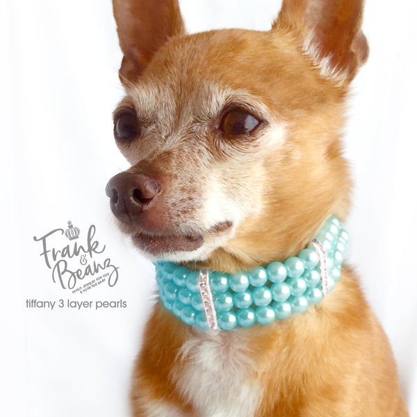 Tiffany 3 Layer Pearls Dog Collar Necklace Cat Collar Necklace