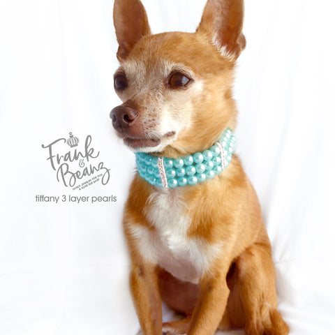 Tiffany 3 Layer Pearls Dog Collar Necklace Cat Collar Necklace