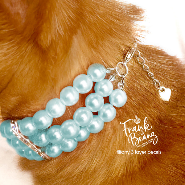 Tiffany 3 Layer Pearls Dog Collar Necklace Cat Collar Necklace