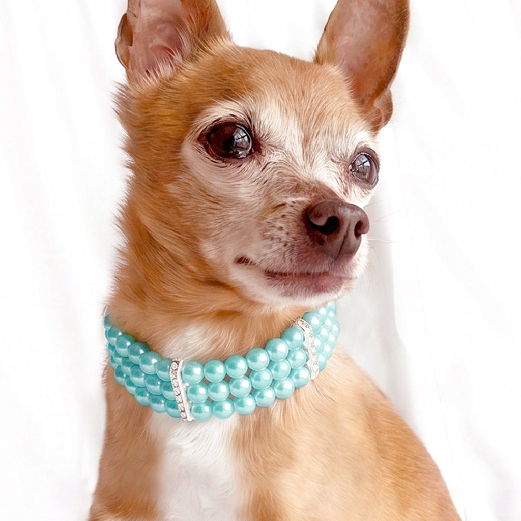 3 Layer Pearls Rhinestone Dog & Cat Collar Necklace - Catalina