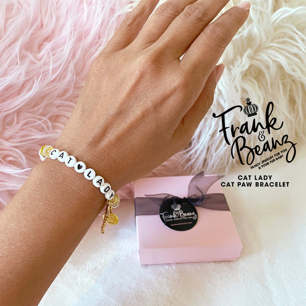Cat Lady Pearl Bracelet Personalized Gold Pet Charm