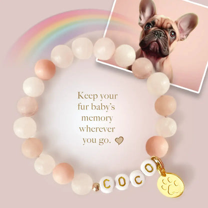 Pet Keepsake Memorial Paw Print Bracelet -Opal Rose Stone