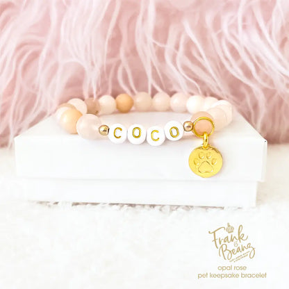 Pet Keepsake Memorial Paw Print Bracelet -Opal Rose Stone