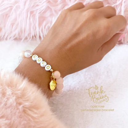 Pet Keepsake Memorial Paw Print Bracelet -Opal Rose Stone