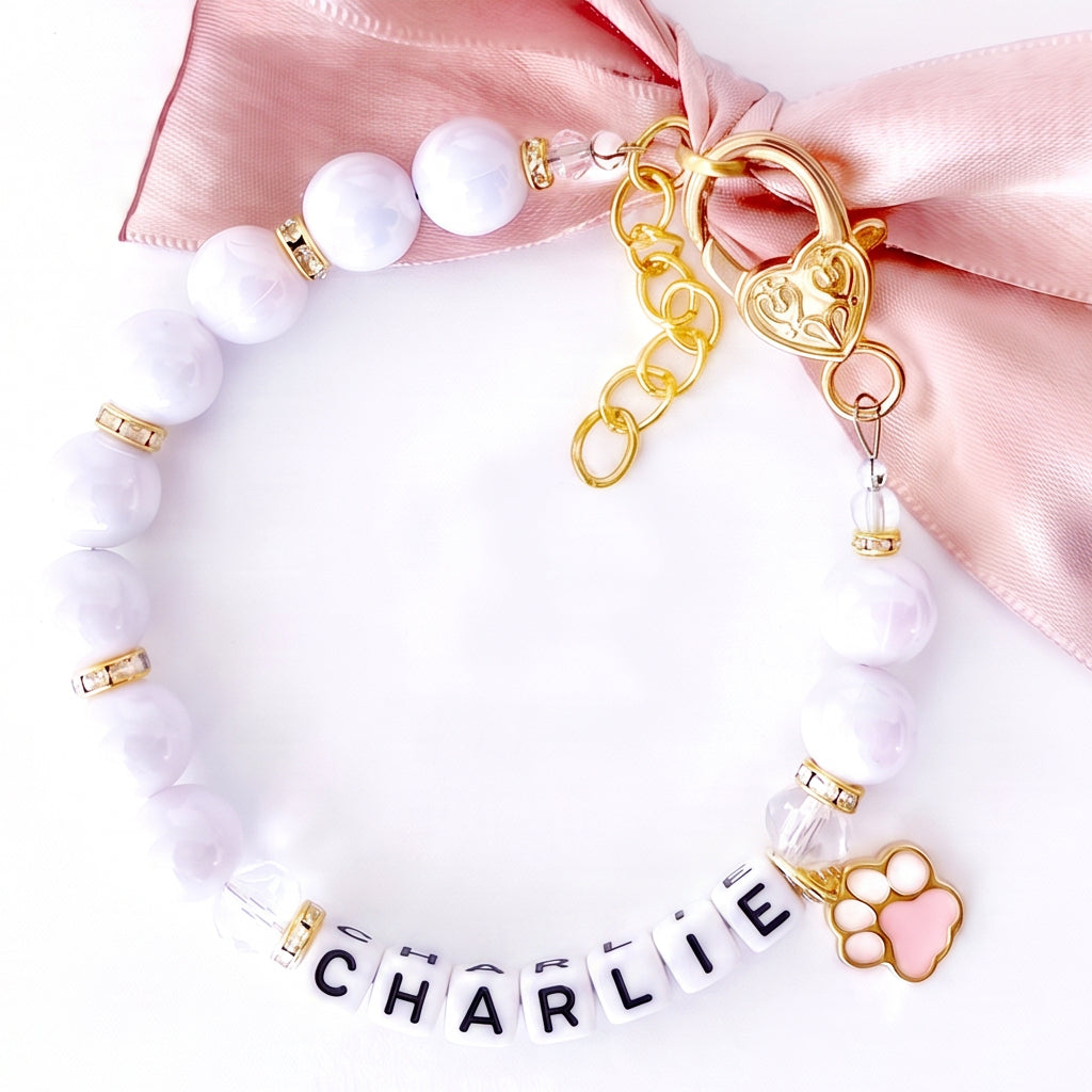 Pawsitively Pink— Personalized Paw Charm Dog & Cat Necklace