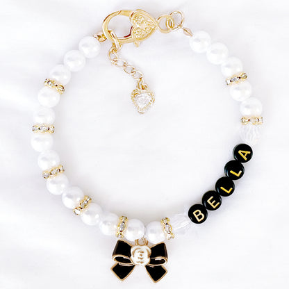Bella Bows Personalized Pearl Dog & Cat Necklace