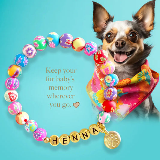 Personalized Boho Floral Pet Keepsake Bracelet