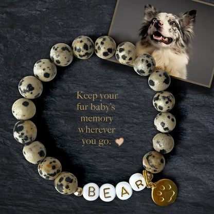 Paw Print Dalmation Jasper Stone Bracelet – Pet Keepsake