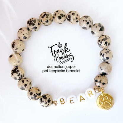 Paw Print Dalmation Jasper Stone Bracelet – Pet Keepsake