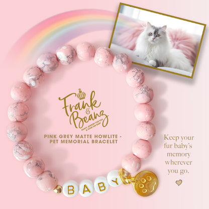 Custom Paw Print Pink Howlite Bracelet – Pet Keepsake or Memorial