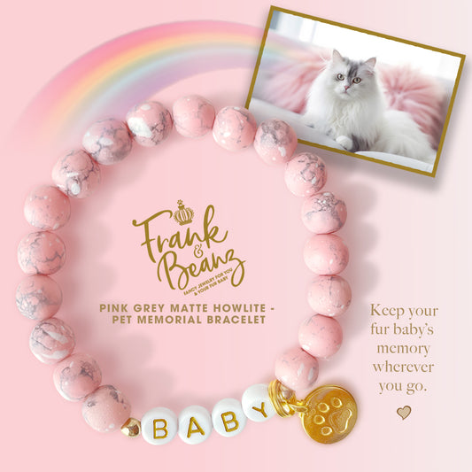 Custom Paw Print Pink Howlite Bracelet – Pet Keepsake or Memorial