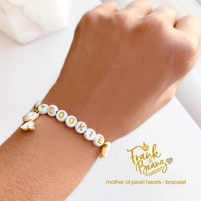 Heart Shaped Mother of Pearl Bracelet with Dog Charm