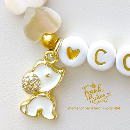 Heart Shaped Mother of Pearl Bracelet with Dog Charm
