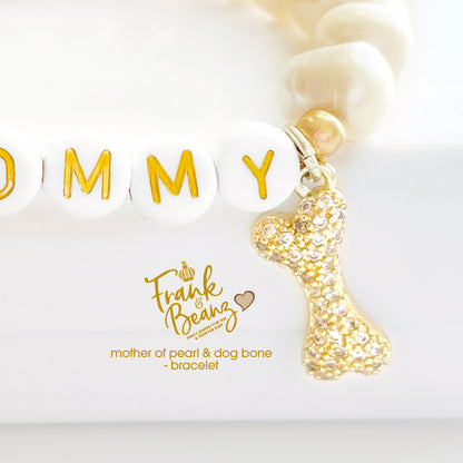 Freshwater Pearl Dog Mom Bracelet with Bone Charm
