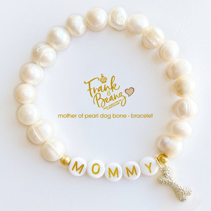 Freshwater Pearl Dog Mom Bracelet with Bone Charm