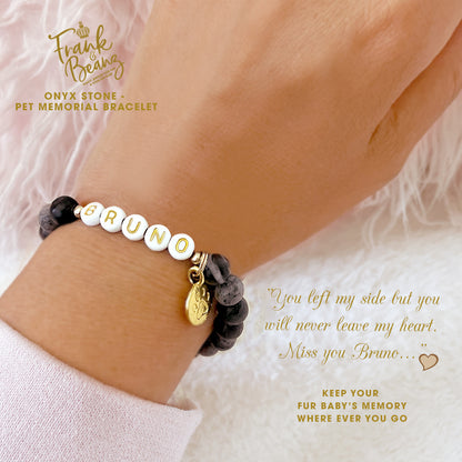 Custom Paw Print Cream Onyx Bracelet – Pet Keepsake or Memorial