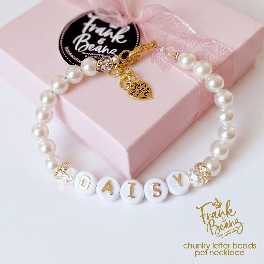 Personalized Chunky Letter Beads Pet Necklace