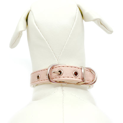 Diamond Hearts Petal Pink Faux Leather Dog Collar
