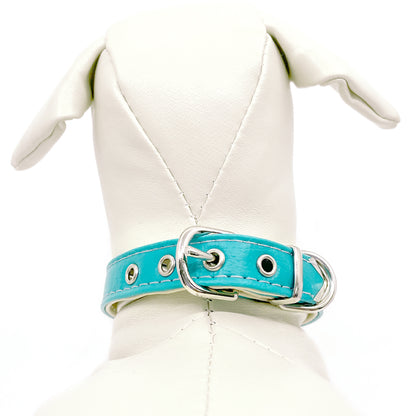 Diamond Hearts Turquoise Faux Leather Dog Collar