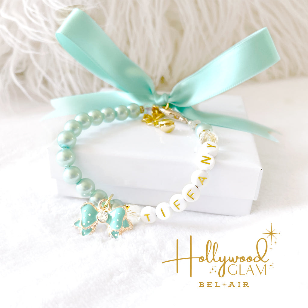 Hollywood Glam Aqua Pearl Pet Necklace - Bel Air