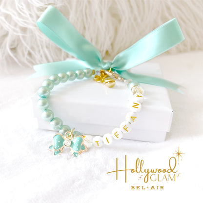 Hollywood Glam Aqua Pearl Pet Necklace - Bel Air