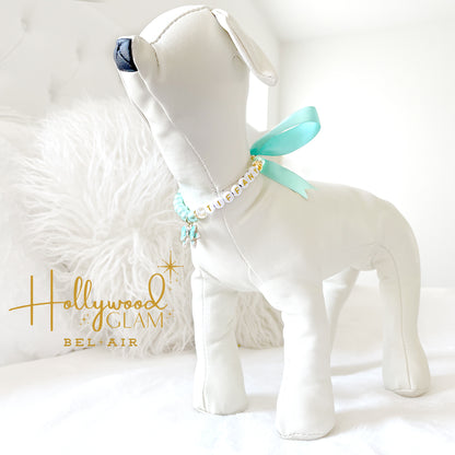 Hollywood Glam Aqua Pearl Pet Necklace - Bel Air