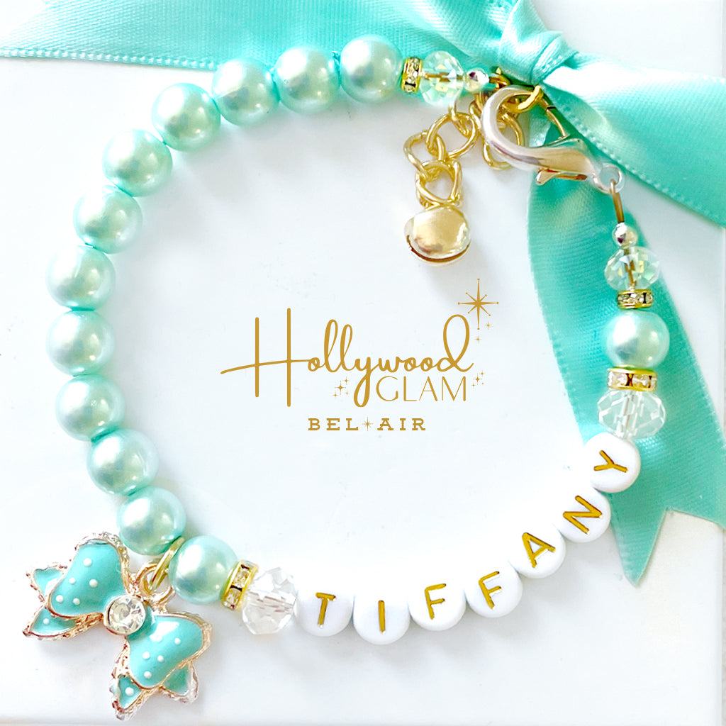 Hollywood Glam Aqua Pearl Pet Necklace - Bel Air