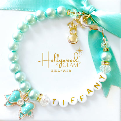Hollywood Glam Aqua Pearl Pet Necklace - Bel Air