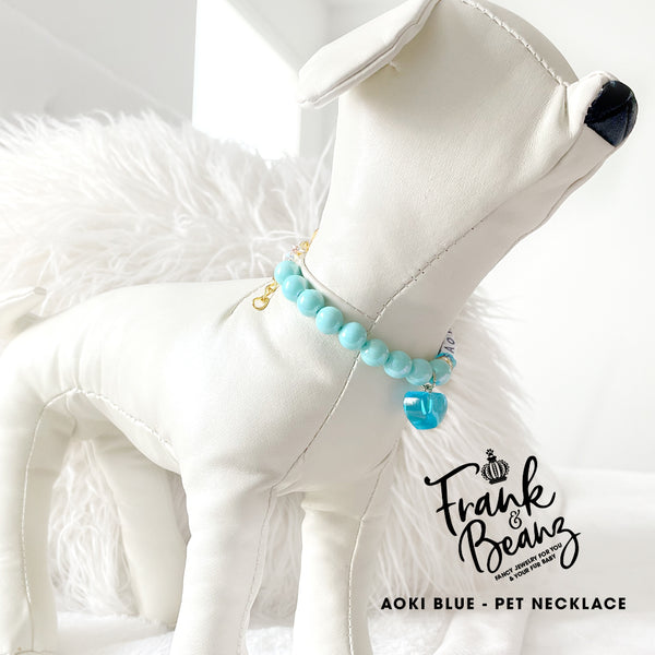 Aoki Blue Personalized Pearl Dog Necklace Luxury Cat Collar