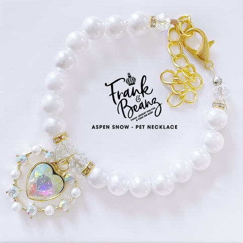 Aspen Snow Rhinestone Pearl Dog Necklace Pet Jewelry