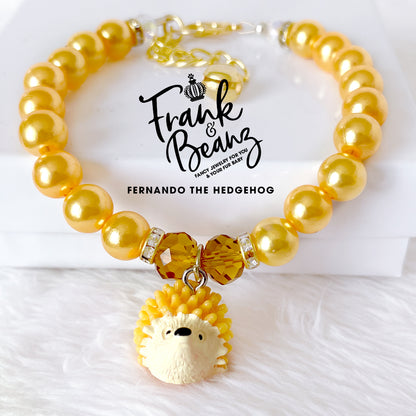Fernando the Hedgehog Pearl Dog Necklace Dog Collar Cat Necklace Luxury Pet Jewelry