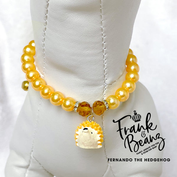 Fernando the Hedgehog Pearl Dog Necklace Dog Collar Cat Necklace Luxury Pet Jewelry