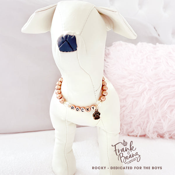 Champagne Pearls Boy Dog Necklace I.D. Collar Pet Necklace Unisex Pet Jewelry