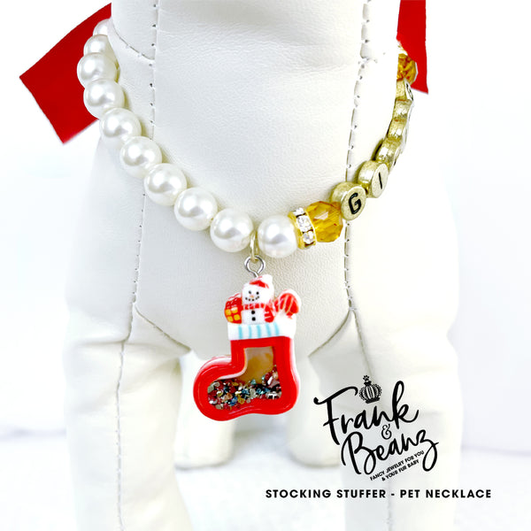 Stocking Stuffer Pearl Dog Necklace Christmas Cat Necklace Luxury Holiday Pet Jewelry