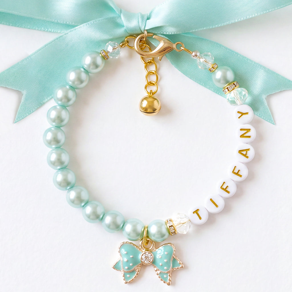 Hollywood Glam Aqua Pearl Pet Necklace - Bel Air